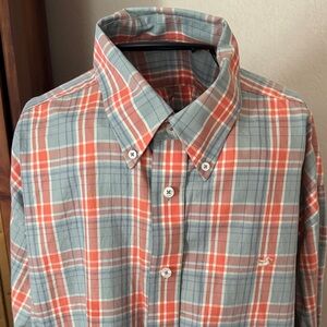 Southern Marsh Men’s Plaid Shirt - Blue and Orange XL